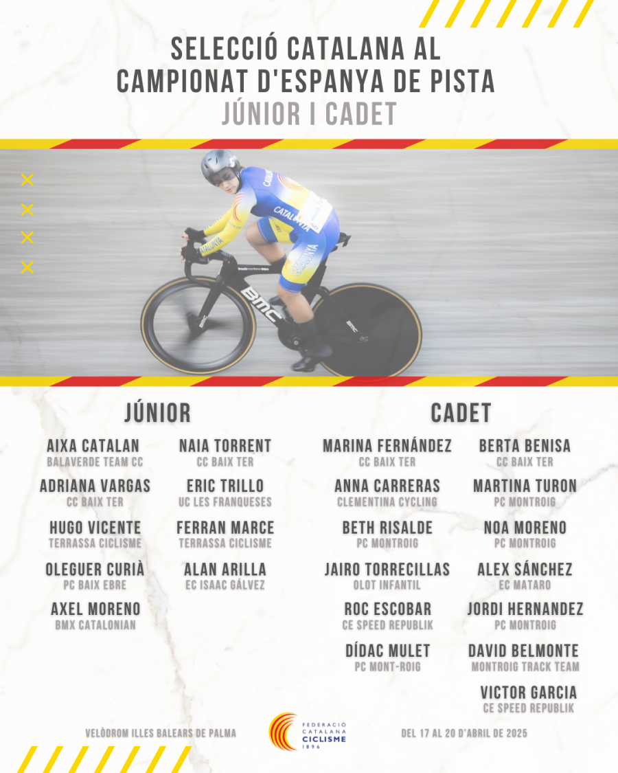 Selecció catalana al Campionat d'Espanya de Pista Júnior i Cadet 2025